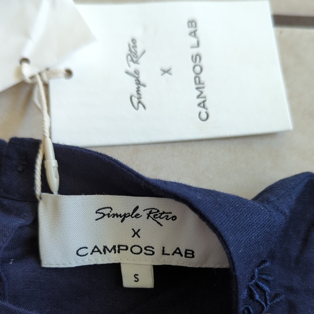 Embroidered Ruffle Long-Sleeve Top - Navy - Picture 2 of 9
